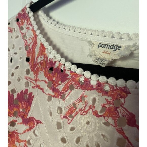 Porridge Anthropologie Arber Eyelet Lace Shirt Sleeve Top Floral Size Medium - Picture 4 of 6